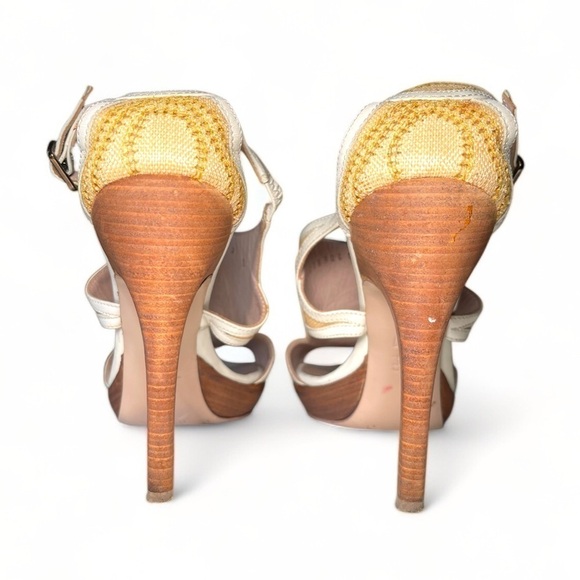 Salvatore Ferragamo Canvas & Leather Platform Sandals | Italy | Size 7 - Picture 8 of 14